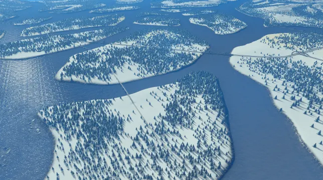 Icy Islands map overview in Cities: Skylines