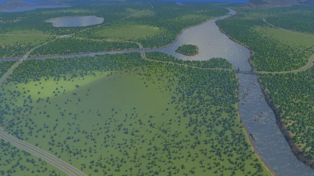 Two Rivers map overview in Cities: Skylines