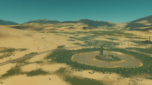 Desert Oasis map overview in Cities: Skylines